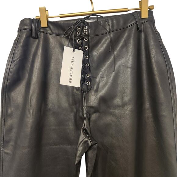 Weworewhat Faux leather lace-up black pants size 28 - Picture 5 of 8